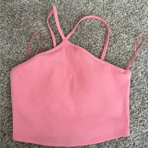 Alo Goddess Ribbed Cross Crop Top - Orange